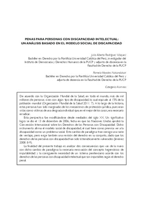 Penas para personas con discapacidad intelectual: un análisis basado en el modelo  social de discapacidad